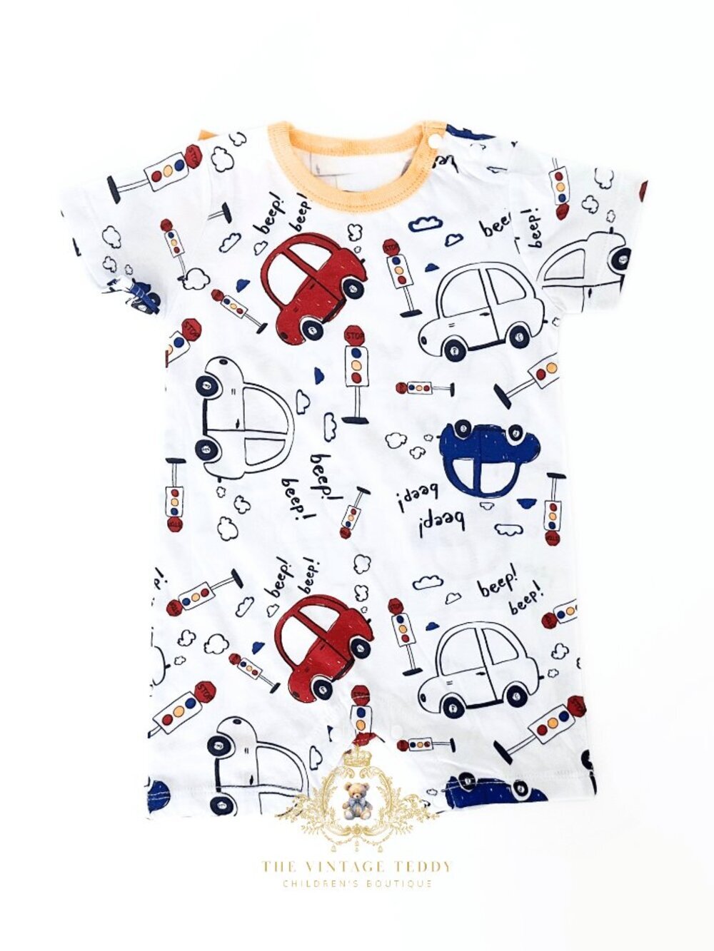 NWT Cute Boys One-piece Sleep N' Play Romper Cars Go Beep! Beep! Colorful 3-6M